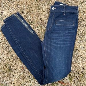 Anthropologie high rise skinny ankle jeans 26 tall snakeskin ankle slit